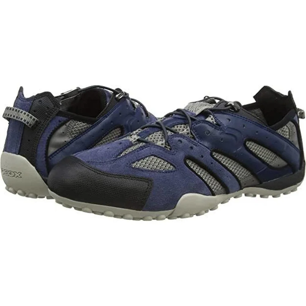 Geox‎ Men's Respira Low-Top Sneakers Bungee Laces - Blue Grey C0024 - Size 14